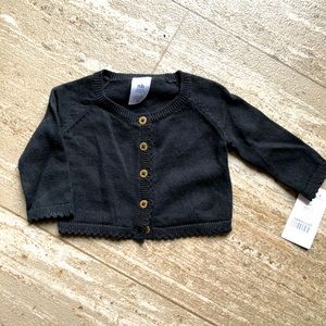 Carter’s Newborn Girls Black Cotton Button Down Sweater NWT